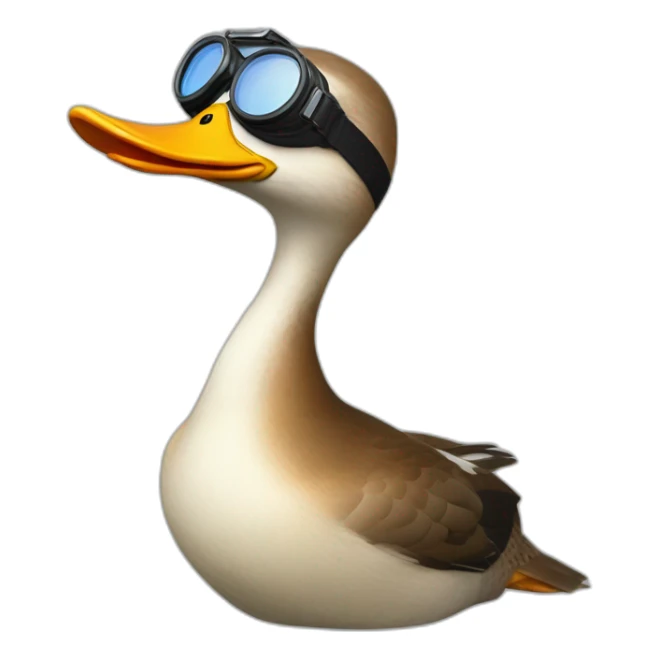 Agressive duck with a pair of goggles on its head sticker