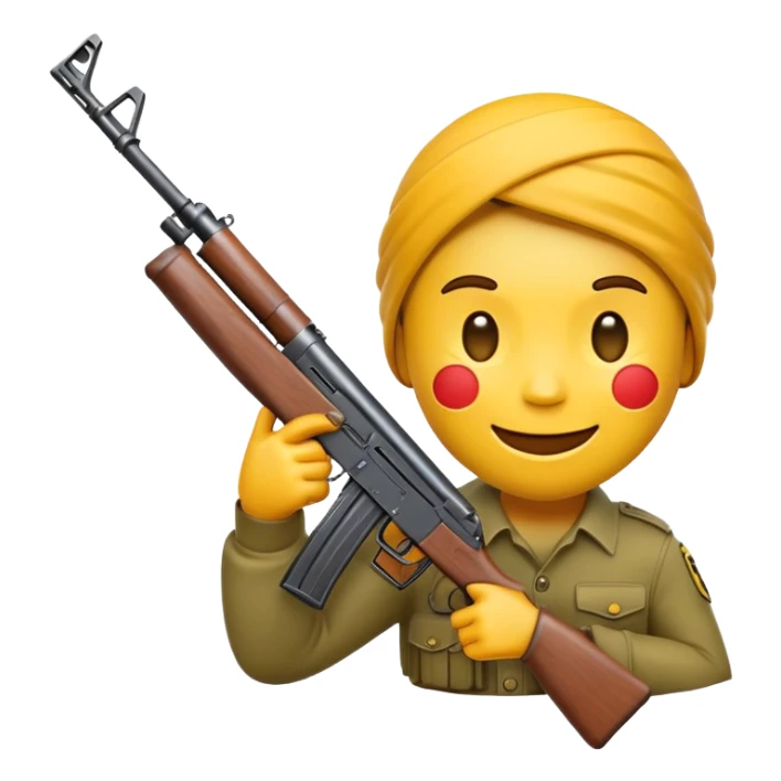 yellow face emoji holding ak sticker