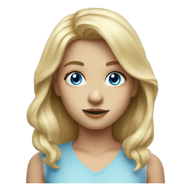 blonde girl portrait with blue eyes looking forward sticker