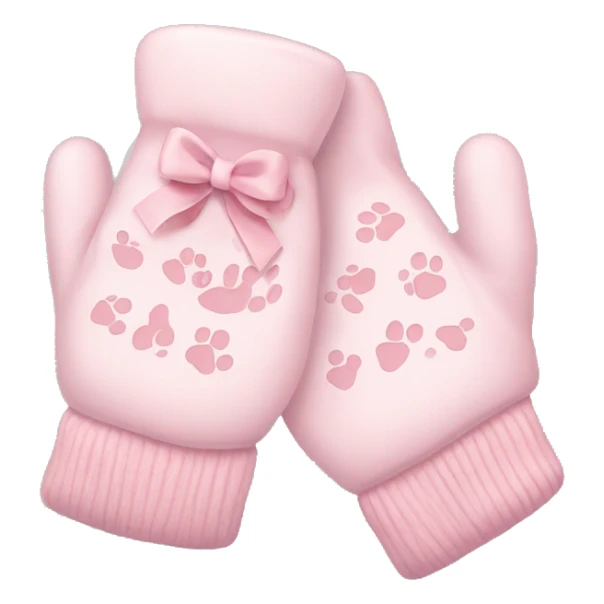 pale pink mittens with paw print and pale pink bow sticker