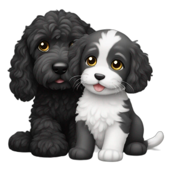 All Black adult labradoodle and a white grey kitten sticker