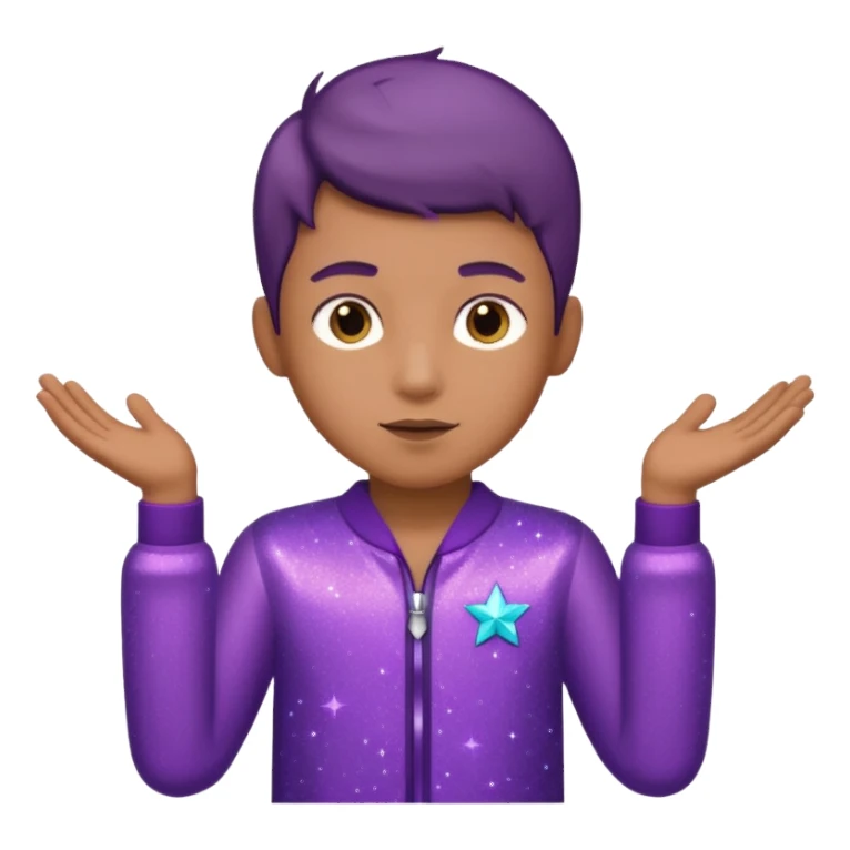 boy supervisor wearing glitter purple glittery clothes sticker