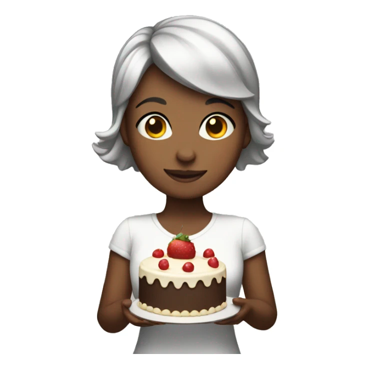 Short hair girl Holding a cake sticker