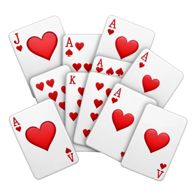 poker cards, all hearts, JQKA sticker