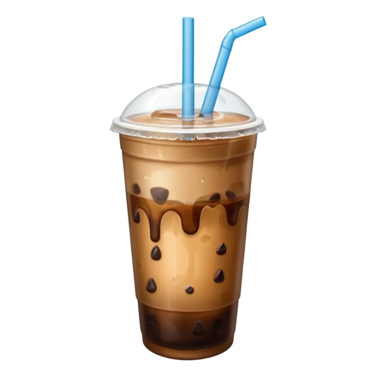  plastic cup of iced coffee with straw. sticker