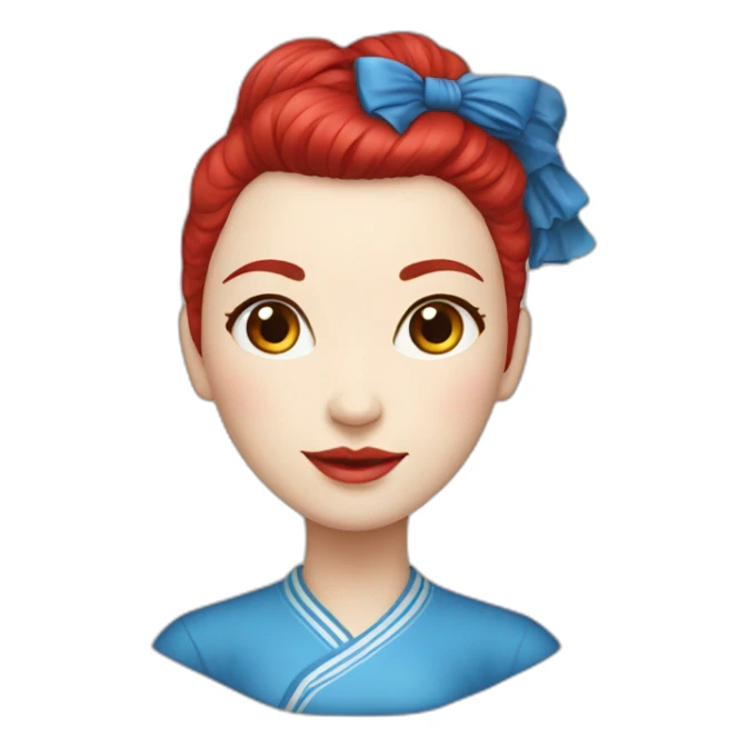 woman Chinese Red and blue hair 50´s sticker