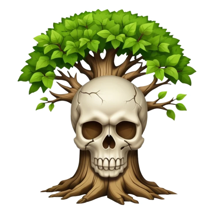 skull with a tree growing out of it sticker