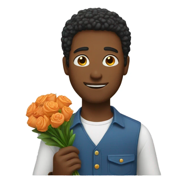 Guy holding flowers  sticker