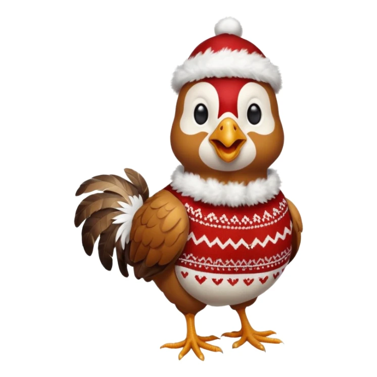 Chicken with a Christmas jumper sticker