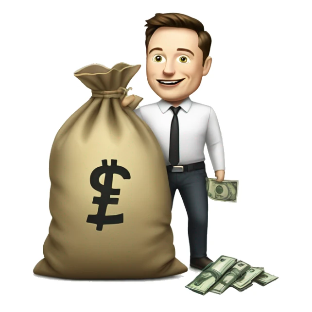 Elon musk with money bag sticker