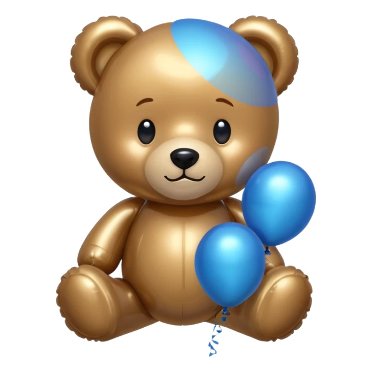 cute teddy bear, balloon style, shiny, inflated look sticker