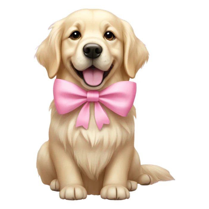 English cream golden retriever with pink bow sticker