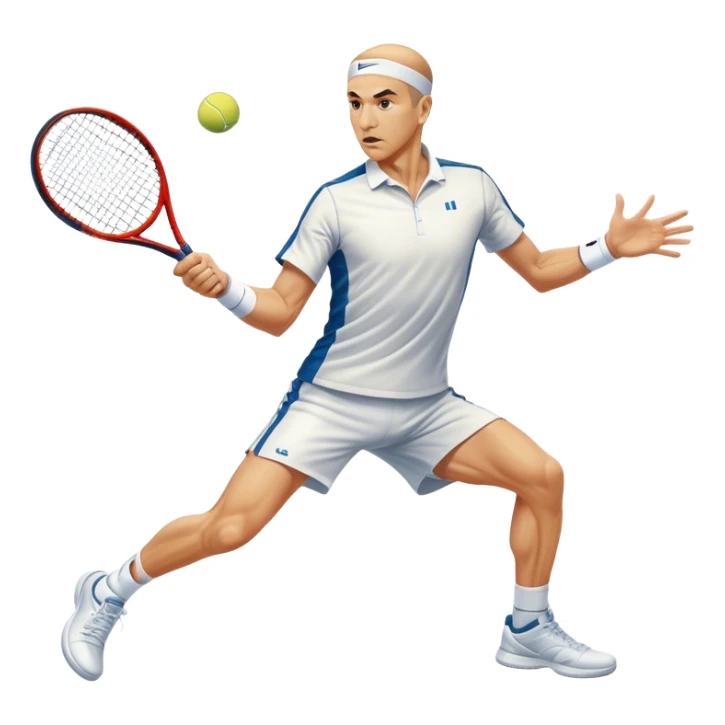 Cinematic Realistic portrait of Goran Ivanišević, depicted as an iconic tennis player in dynamic motion with detailed athletic gear and intense focus, illuminated by bold stadium lighting that accentuates his competitive spirit. sticker