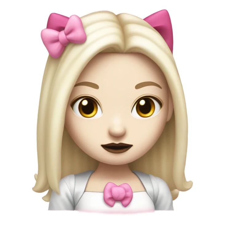 Cute pale vampire hello kitty girl split dye blonde and pink hair sticker