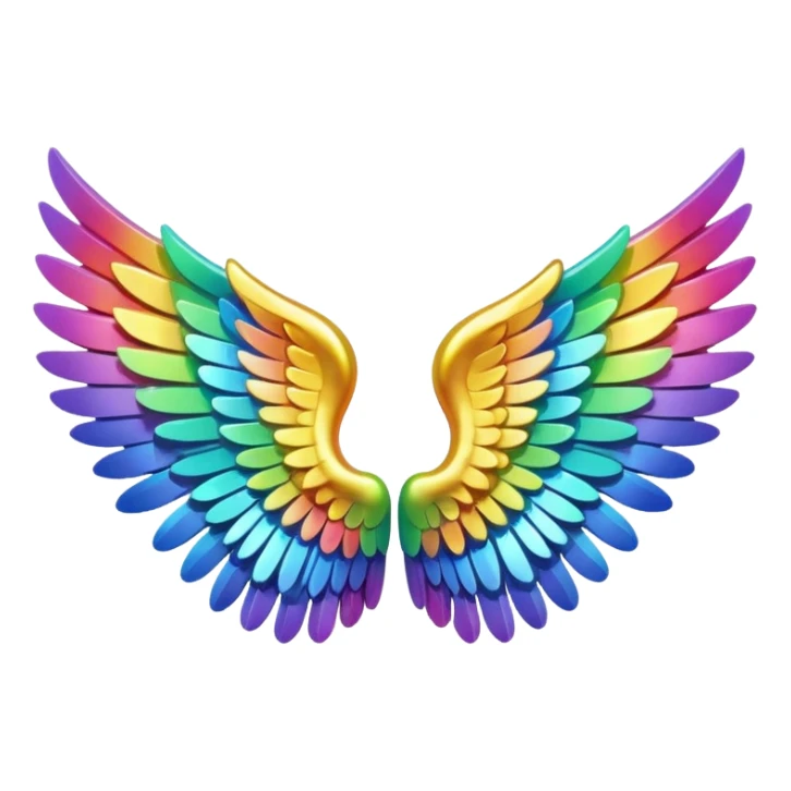 A 3d not too detailed rainbow prismatic angel wing sticker