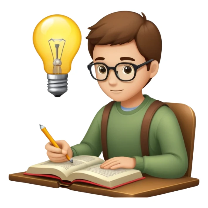 learning and acquiring new skills with book and lightbulb sticker