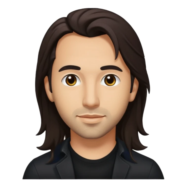 Howie Dorough with dark brown long hair, black shirt sticker
