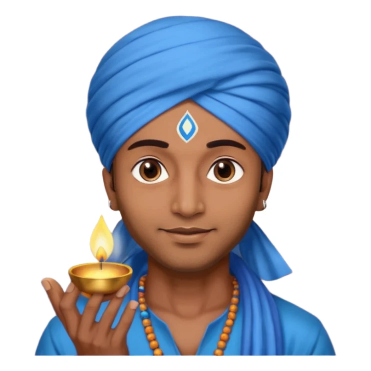 diwali man with blue turban and diwali sticker