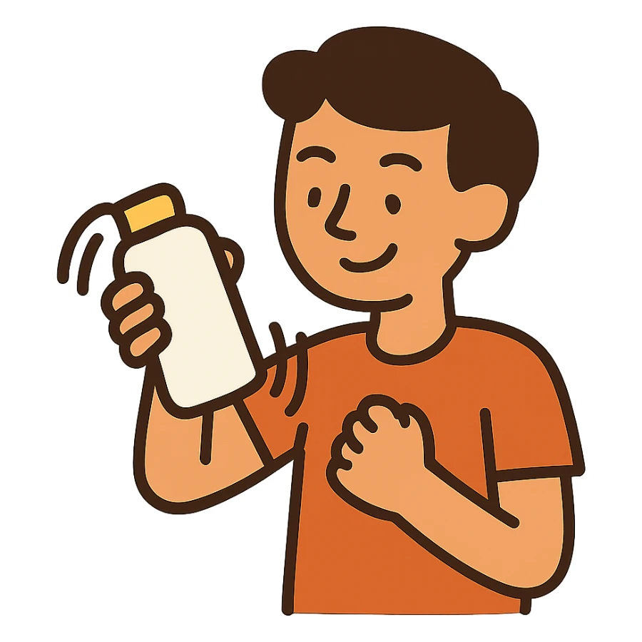 flat toon style person shaking a bottle, simple shapes sticker
