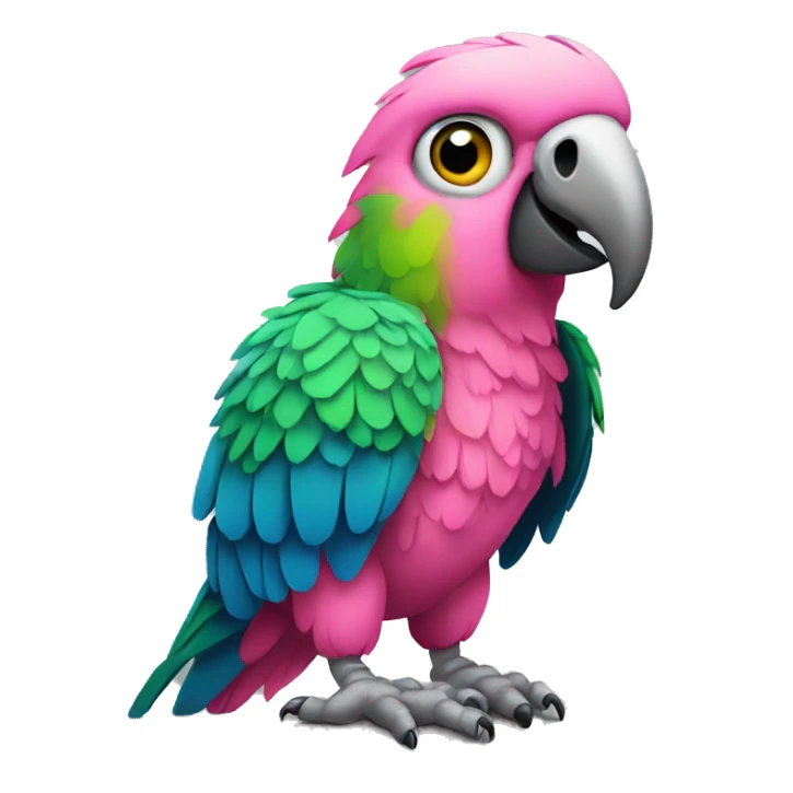 Parrot wearing pink short and have cigarette  sticker