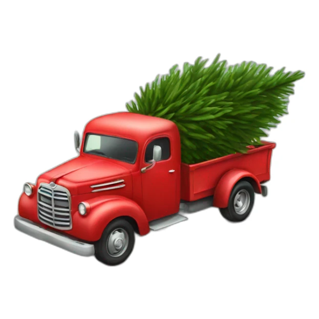 Little red truck hauling a Christmastree sticker