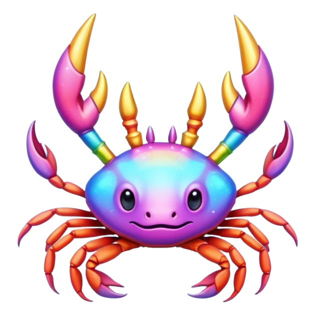 a simple stylised crab with a unicorn horn sticker