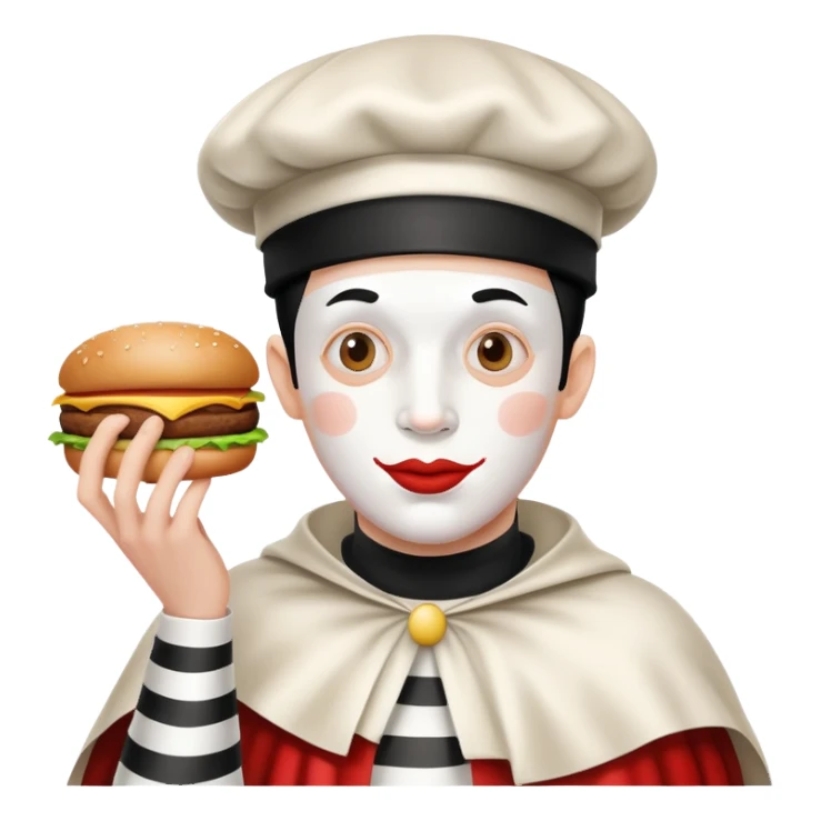 caped mime stealing hamburgers sticker