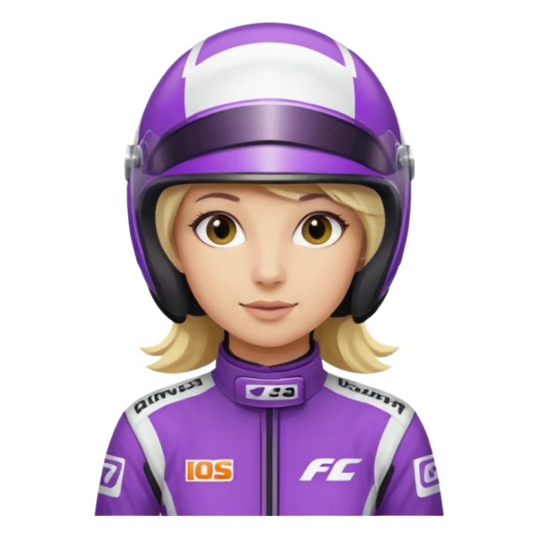 girl blonde, Race Driver purple cloth, white helmet sticker