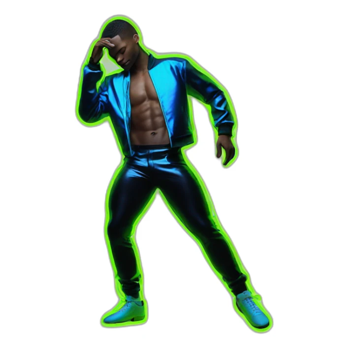  White male dancer big booty neon sign style sticker