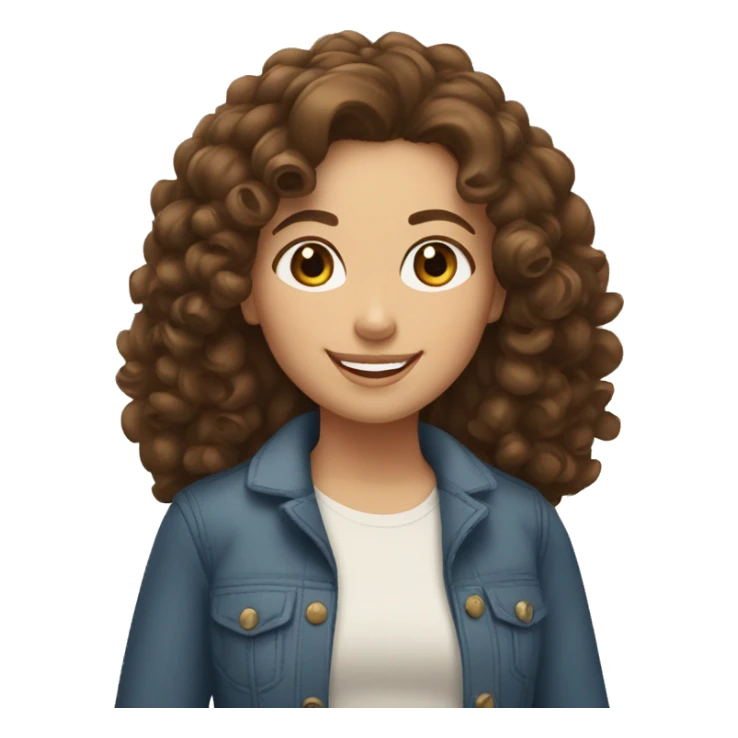 brunette mom with curly hair and white daughter with long brown curly hair smiling  sticker