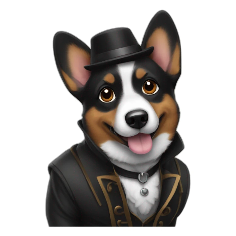 Black corgi wearing Sherlock holmes costume sticker