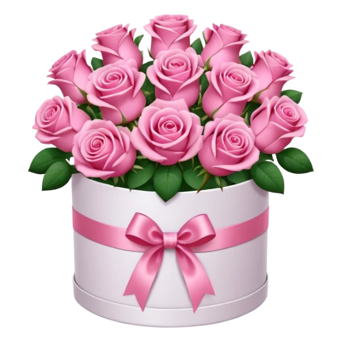 bouquet of pink 15 roses in a round white box sticker