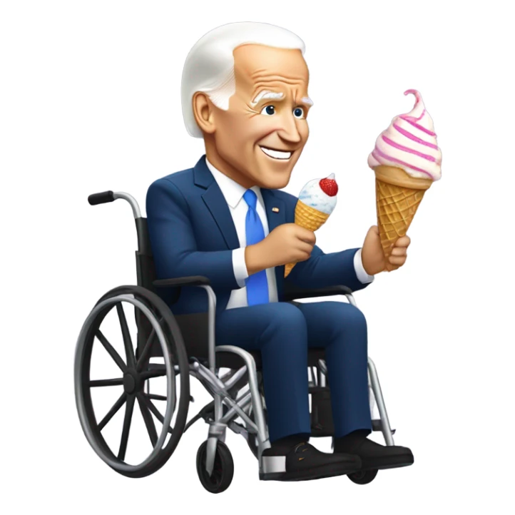Joe Biden eating icecream in a wheel chair sticker