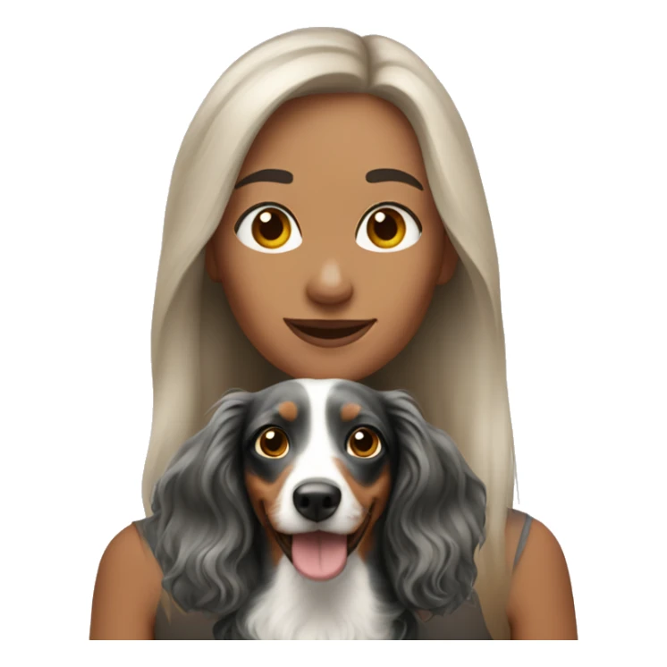 Woman with tri merle long haired dachshund sticker
