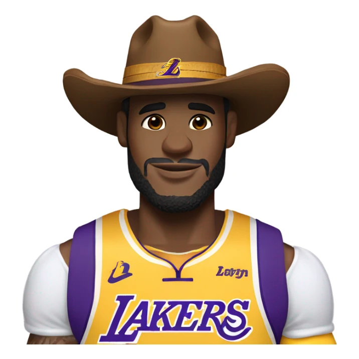 LeBron James wearing a Lakers jersey and cowboy hat  sticker