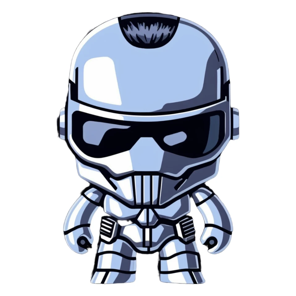 T-1000 liquid metal terminator with chrome reflective body sticker