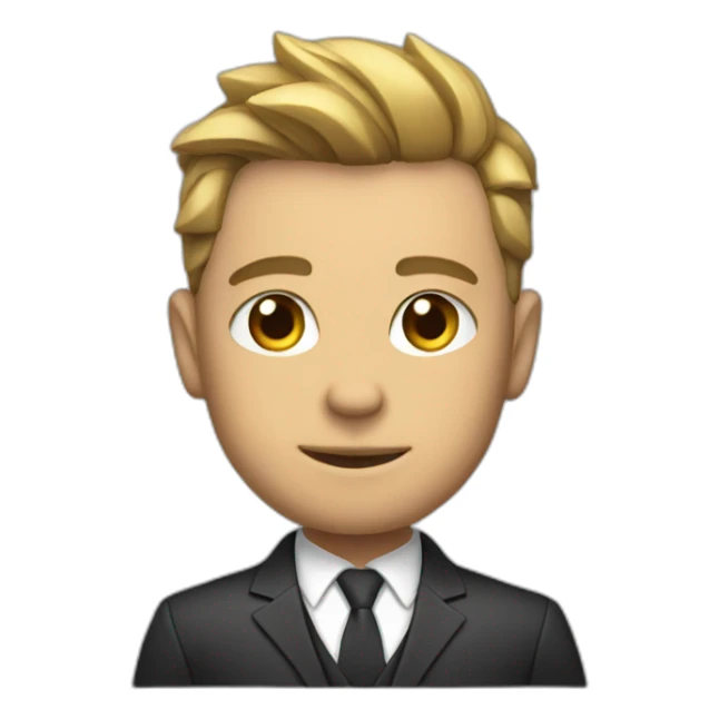 small and muscular guy with suit sticker