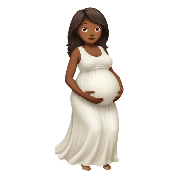 dark skin tan woman with big inflated belly sticker