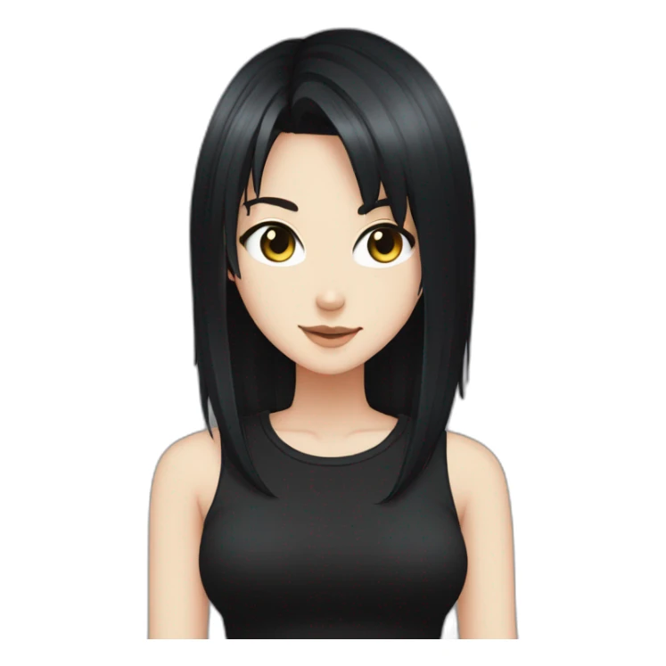 Anime+Cassandra+Goth-girl-dark-hair-black-tshirt+perfectly-centered sticker