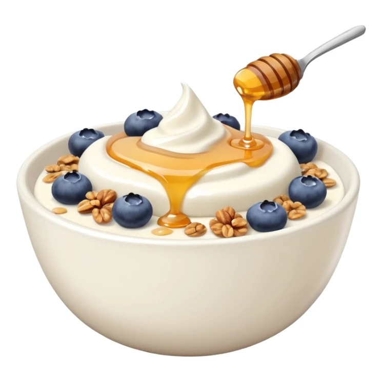 Yogurt in a bowl with granola and blueberries topped with honey drizzle sticker