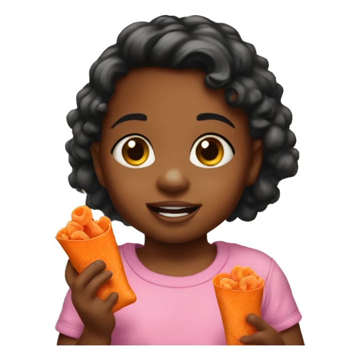 Toddler girl  eating cheetos sticker