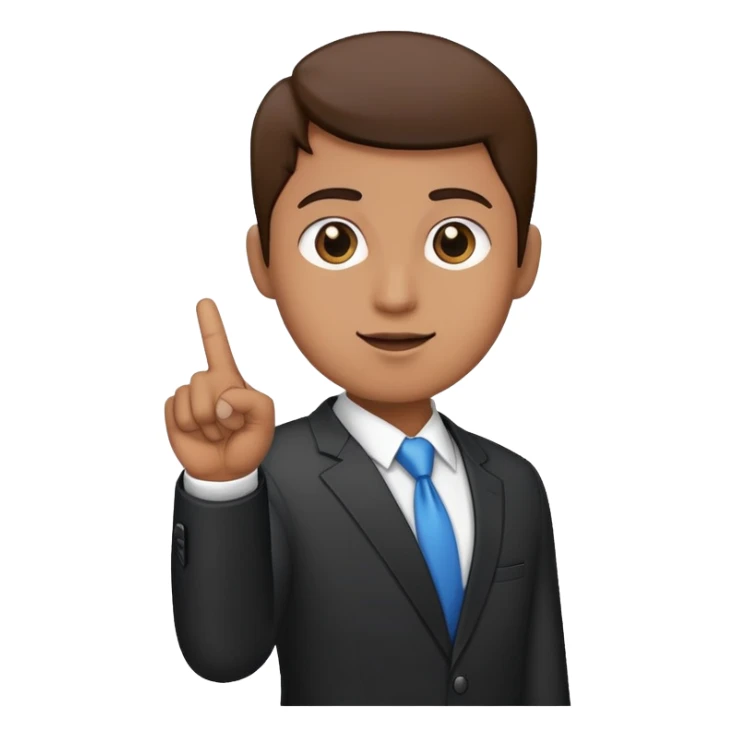 Person in business attire showing one finger pointing up sticker