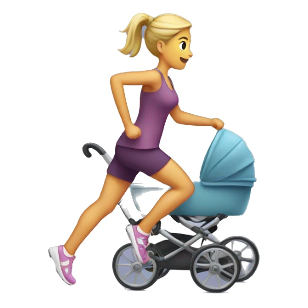 running woman with a baby stroller sticker