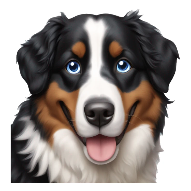 happy bernese mountain dog / australian shepherd mix (blue eyes) sticker