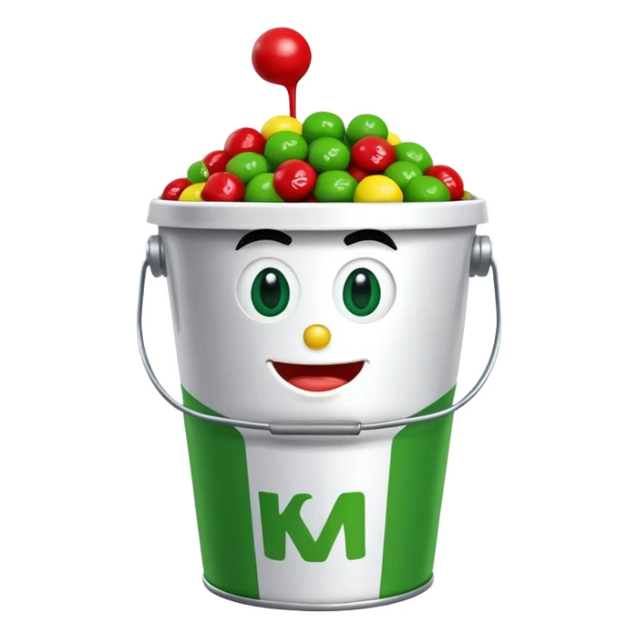 KFC bucket with a green M&M character sitting inside it sticker
