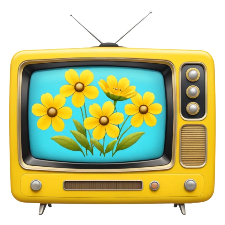 Yellow flowers on a vintage tv  sticker