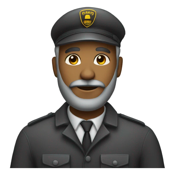 create a dark-skinned taxi driver emoji with a gray beard and wearing a beret. sticker