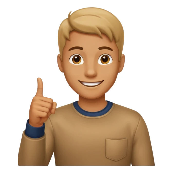 man pointing with index finger on his hand and smiling sticker