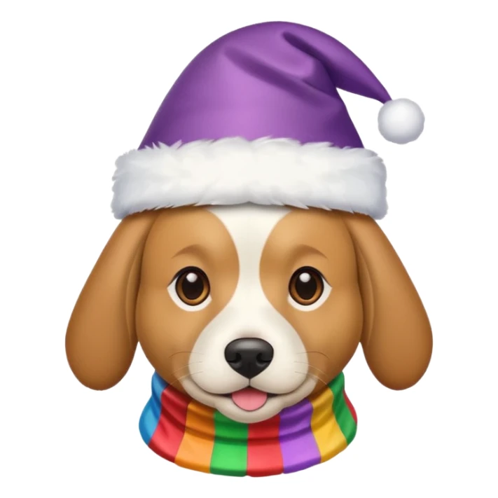 Dog in new yaer hat wrapped paper new yaer  sticker