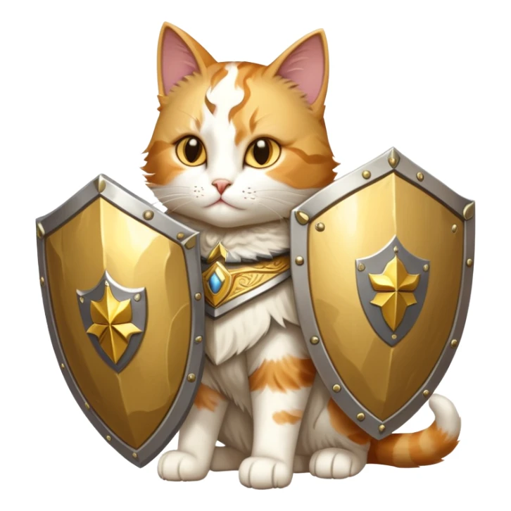 heroic paladin cat with golden holy shield sticker